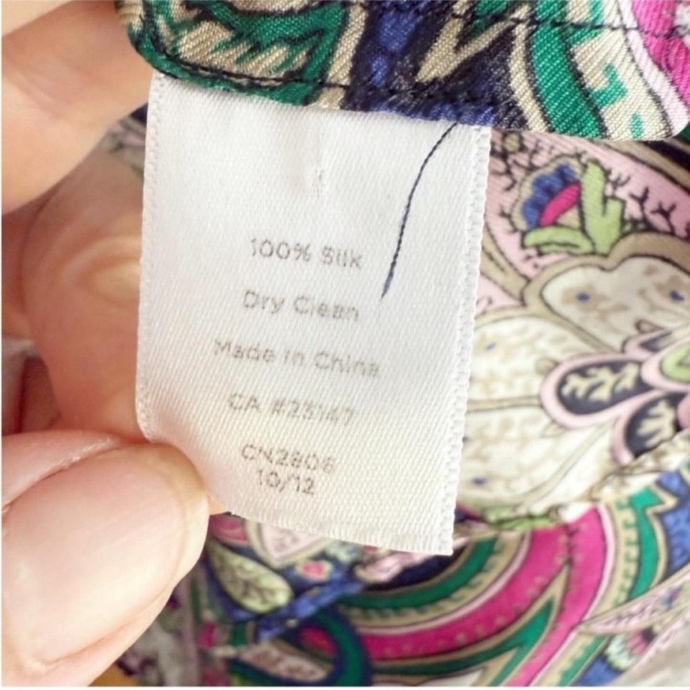 Talbots Paisley Top Women 8 Pink Blue 100% Silk Sleeveless Career Old Money - Picture 7 of 7